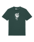 Preview: Handbedrucktes T-Shirt Eule – Bio-Baumwolle, dunkelgrün, Unisex