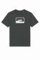 Preview: Unisex Bio-T-Shirt mit C90 Kassetten-Motiv – Anthrazit, handbedruckt in Weiß