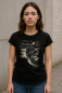 Preview: Damen T-Shirt Schwarz – Bio-Baumwolle & Fair Wear | Black Beach Motiv