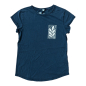 Preview: Damen Bio-T-Shirt „Der Zweig“ – nachhaltiges Fair-Fashion Shirt aus 100 % Bio-Baumwolle, Washed Denim
