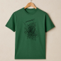 Preview: Essential Men T-Shirt mit Kritzelgrafik – Dunkelgrün, handbedruckt in Schwarz