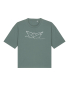Preview: Damen T-Shirt Bio Baumwolle – Green Bay – handbedruckt mit weißem Papierschiff – Stanley/Stella Nova – fair & nachhaltig