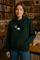 Preview: Unisex Hoodie Bio-Baumwolle „Vinyl Sun“ – Musik Hoodie mit Schallplatten-Motiv, nachhaltiger Kapuzenpullover in Schwarz, Braun oder Deep Teal