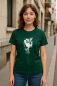Preview: Handbedrucktes T-Shirt Eule – Bio-Baumwolle, dunkelgrün, Unisex