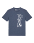 Preview: Wellenwall T-Shirt Herren – Dark Heather Blue – Bio Baumwolle – Relaxed Fit – Handdruck in Weiß – Fair & Vegan