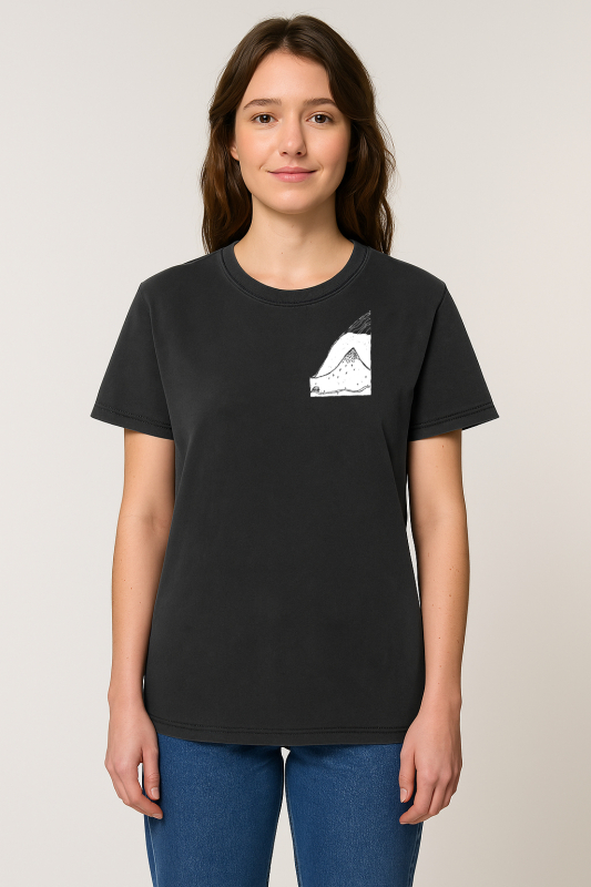Unisex T-Shirt „Bergpanorama“ – Stone Washed Black, Bio-Baumwolle, Earth Positive