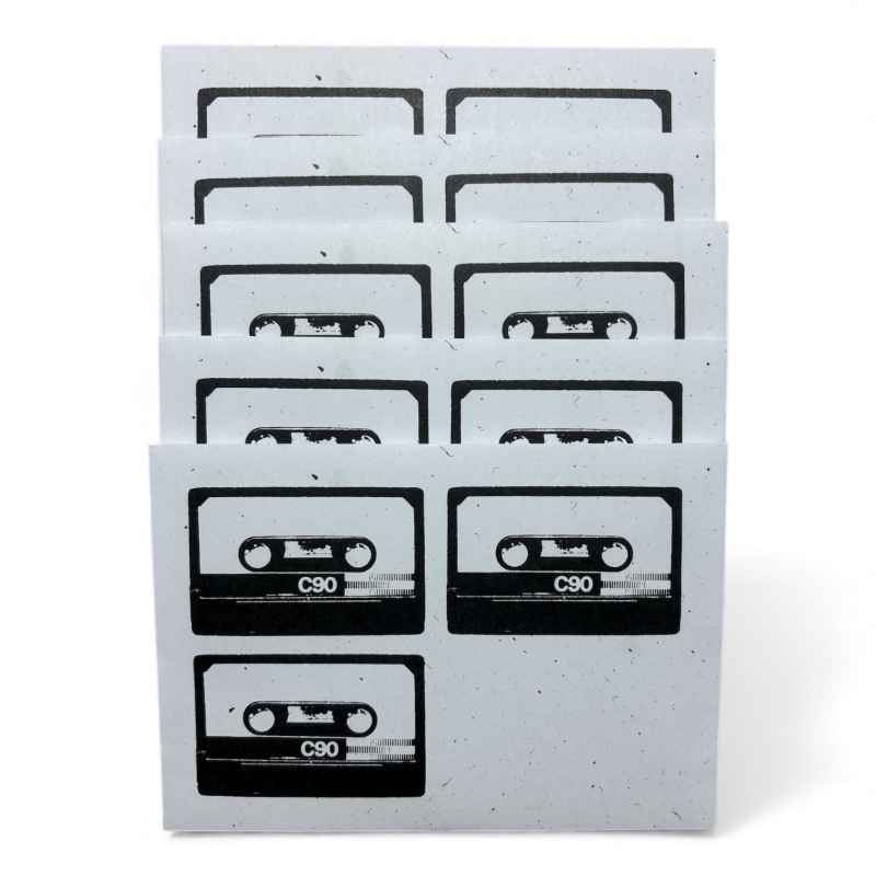 Preview: Briefumschläge C6 | 5er Set | Kassette C90 | Mit recycelter Banderole | PEFC-zertifiziert