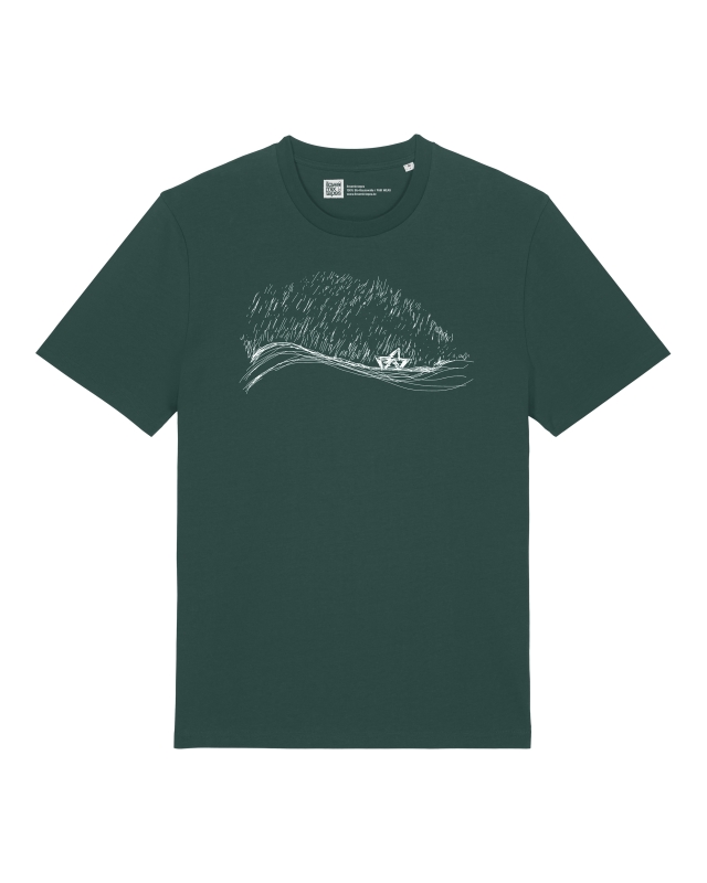 Stormy Weather – Unisex Bio T-Shirt mit Boot im Sturm - Glazed Green