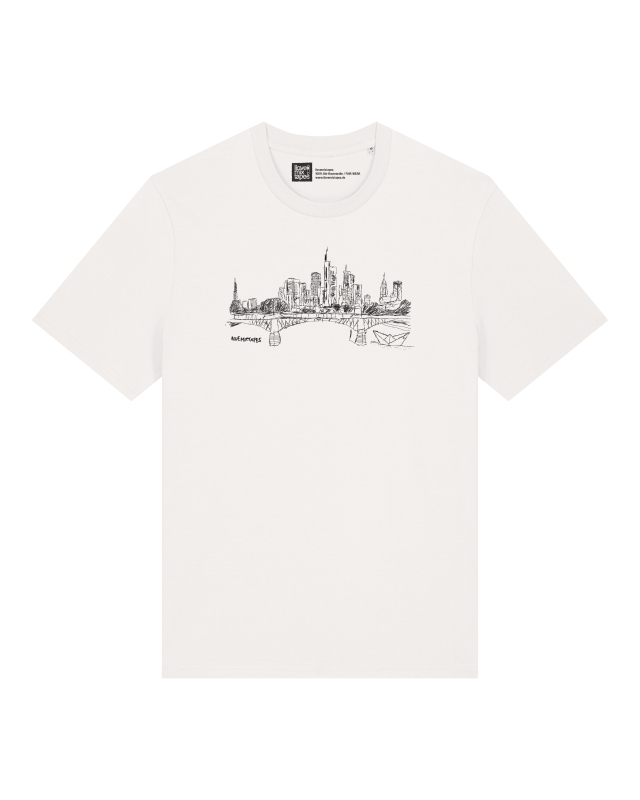 T-Shirt Frankfurter Skyline – Bio, Fair & Handbedruckt (Relaxed Fit) - Off White