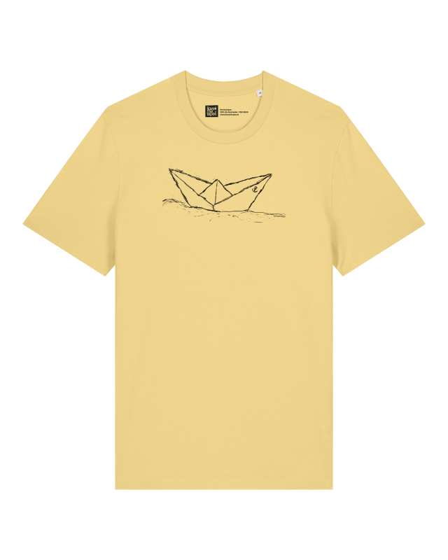 Unisex-Shirt in Viva Yellow mit schwarzem Paperboat-Motiv