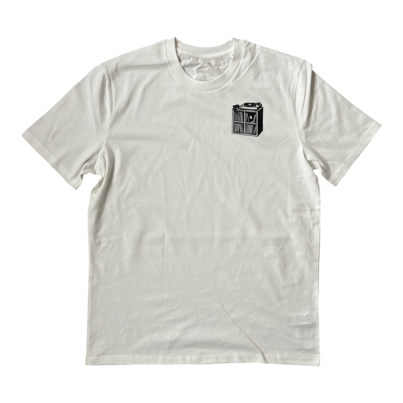Plattenregal T-Shirt – Off White | Nachhaltiges Unisex Shirt für Vinyl- & Musikfans