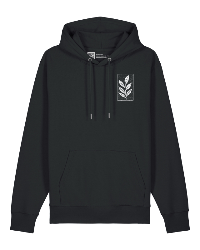 Schwarzer Unisex Hoodie „Der Zweig“ – Nachhaltiger Premium-Hoodie aus 100 % Bio-Baumwolle