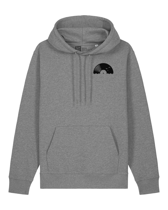 Bio Hoodie „Vinyl Sun“ – Fair Wear, minimalistisches Schallplatten-Motiv, nachhaltig bedruckt