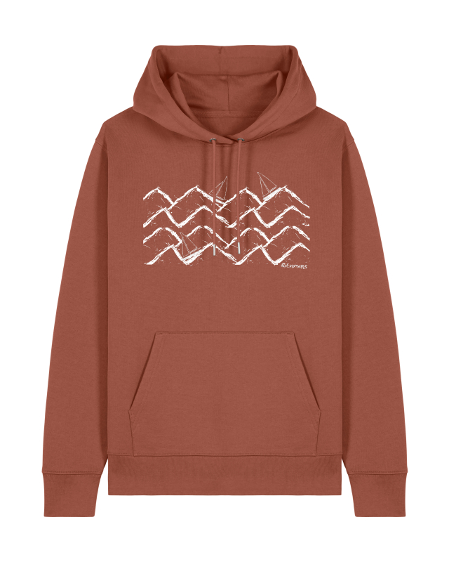 Boats & Waves Bio Hoodie – Segelboot Pullover aus 100 % Bio-Baumwolle | Farben: Black, Deep Teal, Heritage Brown
