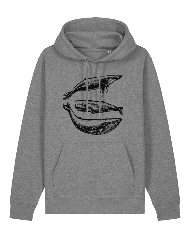 Three Whales Bio Hoodie – Nachhaltiger Unisex Hoodie aus 100 % Bio-Baumwolle in Mid Heather Grey