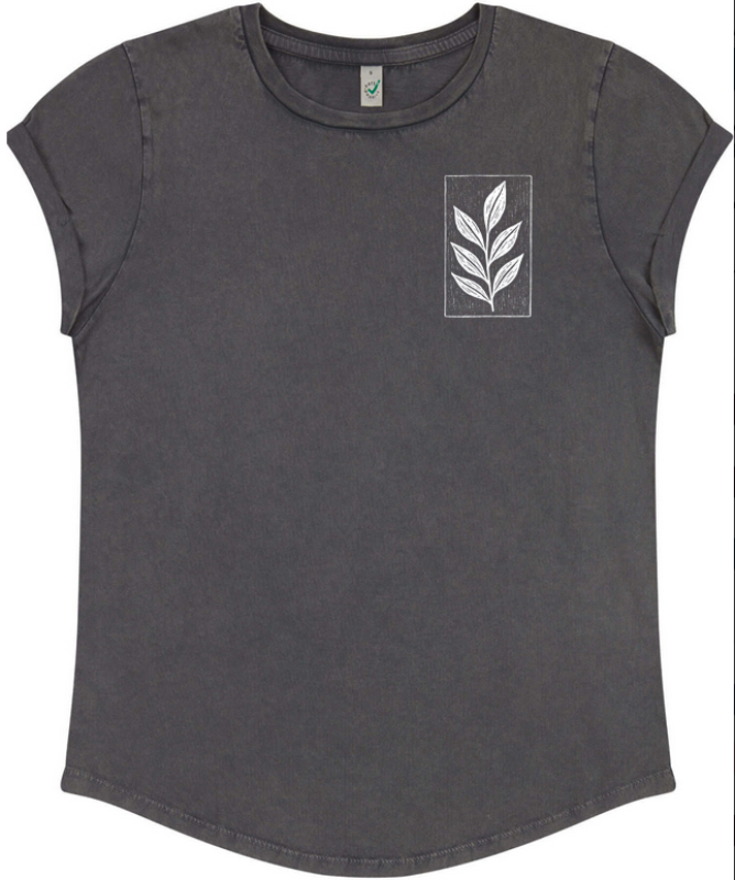 Damen Bio-T-Shirt „Der Zweig“ – nachhaltiges Fair-Fashion Shirt aus 100 % Bio-Baumwolle, handgezeichnetes Naturmotiv