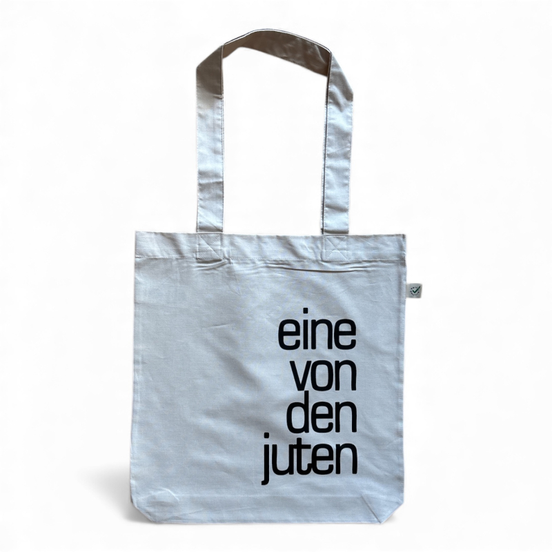 Bio Tote Bag „eine von den juten“ – Stofftasche Light Beige, Fairwear, Siebdruck, nachhaltiger Shopper