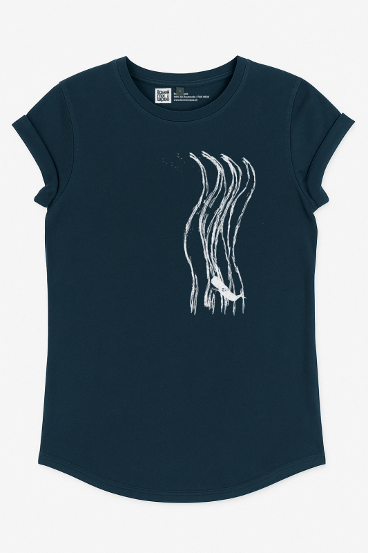 Bio Damen T-Shirt "Wellenwall" – Stone Washed Blue | Fair produziert & nachhaltig