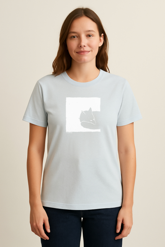 Unisex Bio T-Shirt mit Fox in a Box-Motiv – Fair, Vegan, Nachhaltig | Blue Ice