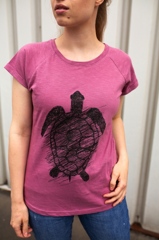 Schildkröte Damen Raglan T-Shirt Biobaumwolle ILI4 mellow mauve