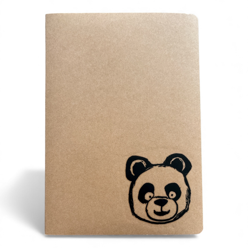 Notizbuch A5 | Der kleine Panda | Handbedruckt im Siebdruck | Kraftpapier | Gepunktet | 32 Seiten | FSC-zertifiziert | Handmade