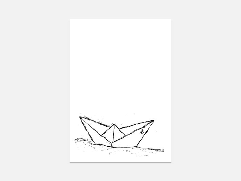 Postkarte „Paperboat“ – handgezeichnetes Papierboot | Minimalistisches maritimes Design | 350 g Offsetpapier DIN A6