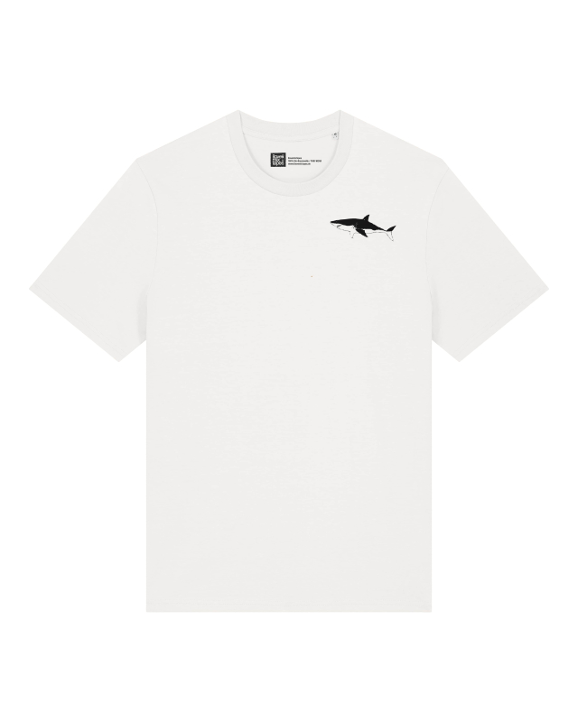 Bio T-Shirt Unisex Hai Druck – Off White – Handbedruckt