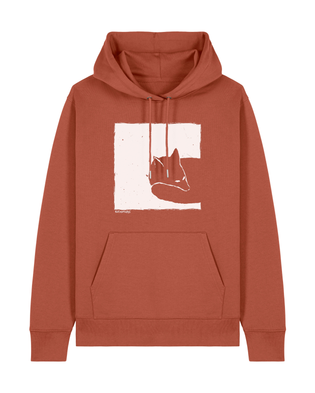 Fox in a Box – Premium Unisex Bio-Hoodie | Black, Glazed Green, India Ink, Heritage Brown