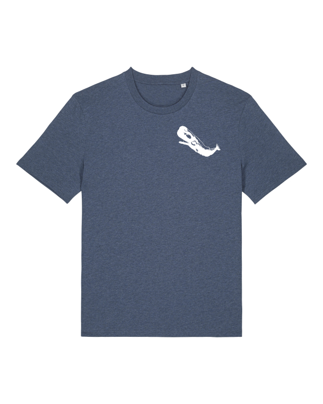 Nachhaltiges Unisex T-Shirt „Der kleine Wal“ Dark Heather Blue