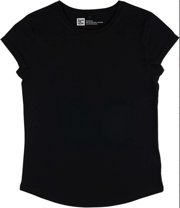 Damen T-Shirt mit umgeschlagenen Ärmeln aus Bio-Baumwolle - Black
