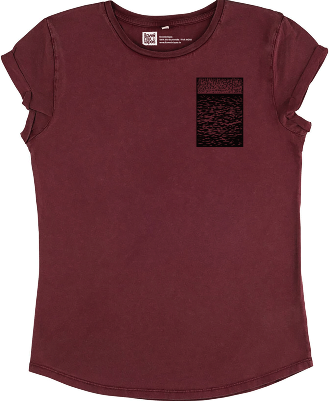 Preview: Ocean Lines Damen Bio-T-Shirt – nachhaltiges Fair-Fashion Shirt mit Meeresmotiv aus 100 % Bio-Baumwolle