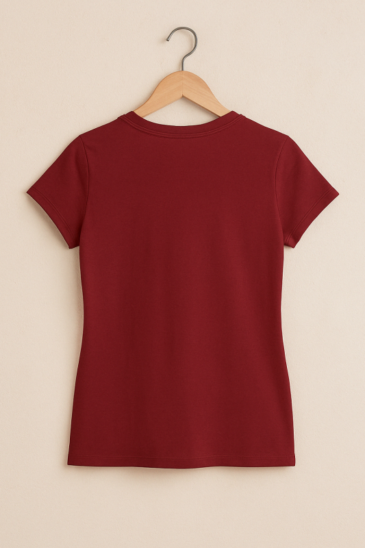 Damen T-Shirt No Small Talk – Bordeaux | Bio Baumwolle | Fair & handbedruckt