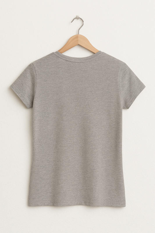 Nachhaltiges Damen T-Shirt – Schlafender Fuchs auf Heather Grey