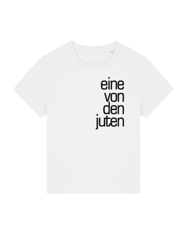 Preview: Damen T-Shirt „eine von den juten“ – Bio-Baumwolle, handbedruckt, fair & nachhaltig | Off White