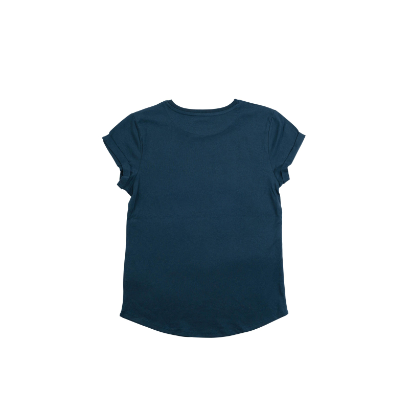 Damen Bio T-Shirt mit kleinem Spatz Print – Fair Fashion in Stone Washed Blue