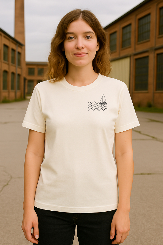 Unisex T-Shirt mit Small Waves Motiv – Nachhaltig, Fair, Vegan, Bio-Baumwolle - off white