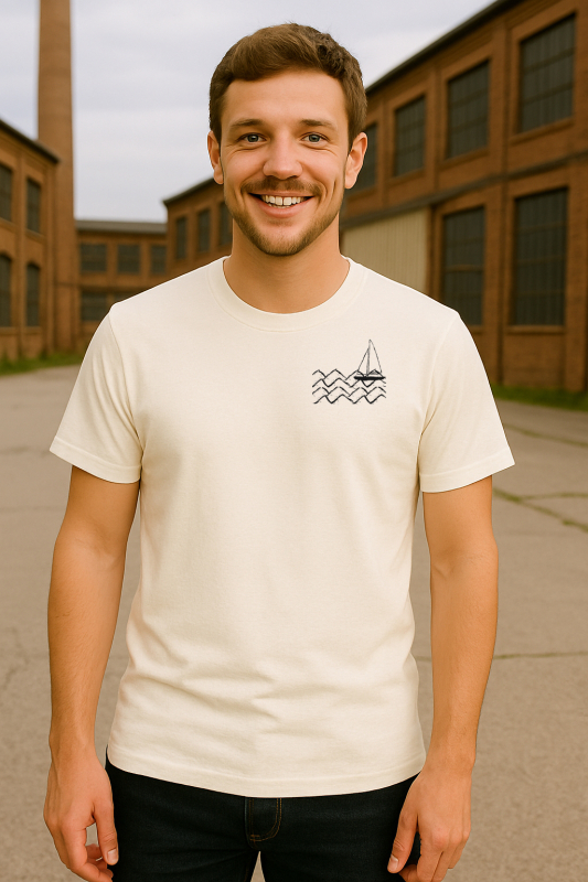 Unisex T-Shirt mit Small Waves Motiv – Nachhaltig, Fair, Vegan, Bio-Baumwolle - off white
