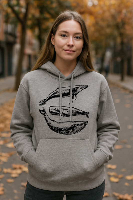 Three Whales Bio Hoodie – Nachhaltiger Unisex Hoodie aus 100 % Bio-Baumwolle in Mid Heather Grey
