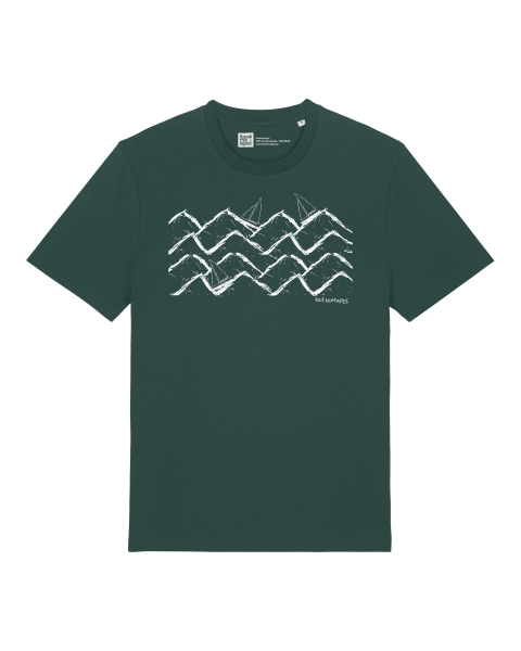 Unisex T-Shirt mit Waves and Boats Motiv - Glazed Green