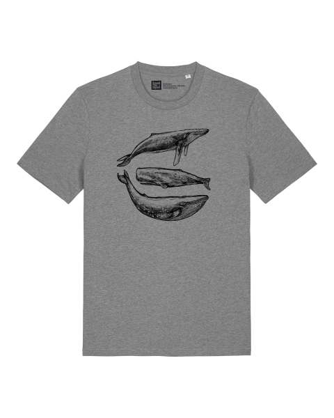 T-Shirt „Three Whales“ – Nachhaltig, maritim & fair produziert - Heather Grey