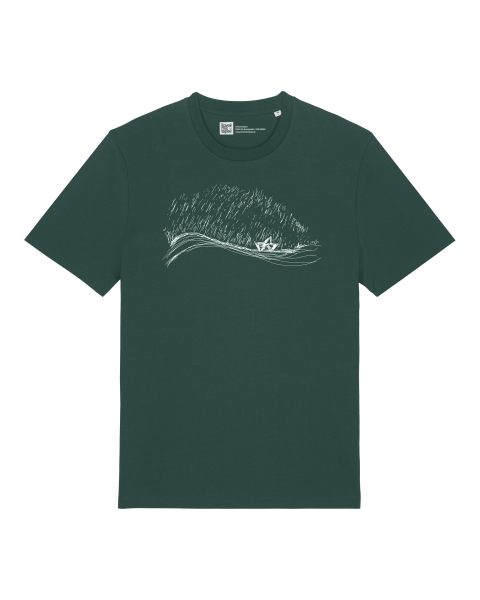 Stormy Weather – Unisex Bio T-Shirt mit Boot im Sturm - Glazed Green