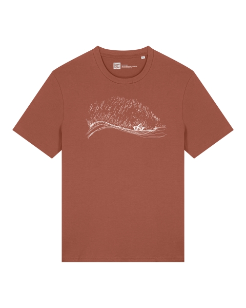 Stormy Weather – Unisex Bio T-Shirt mit Boot im Sturm - Heritage Brown
