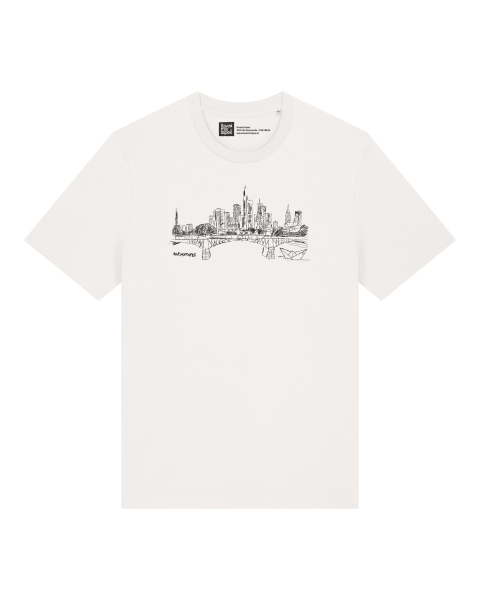 T-Shirt Frankfurter Skyline – Bio, Fair & Handbedruckt (Relaxed Fit) - Off White