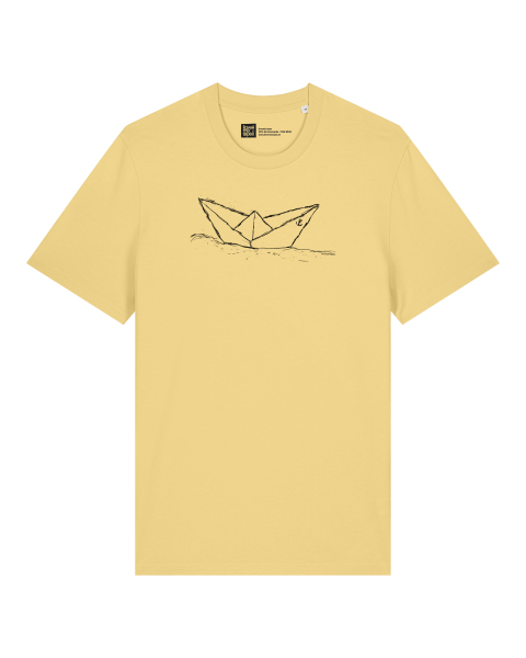 Unisex-Shirt in Viva Yellow mit schwarzem Paperboat-Motiv