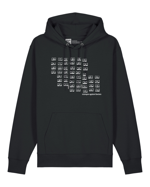 Unisex Hoodie „mixtapes against fascism“ Schwarz – Bio-Baumwolle, Fair Wear, Statement-Hoodie