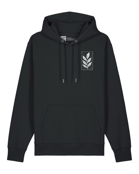 Schwarzer Unisex Hoodie „Der Zweig“ – Nachhaltiger Premium-Hoodie aus 100 % Bio-Baumwolle