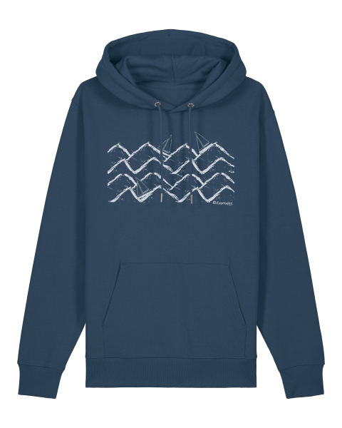 Boats & Waves Bio Hoodie – Segelboot Pullover aus 100 % Bio-Baumwolle | Farben: Black, Deep Teal, Heritage Brown