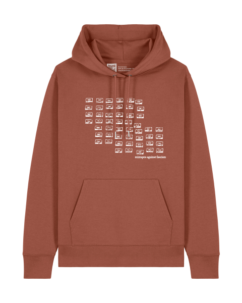 Unisex Hoodie „mixtapes against fascism“ Heritage Brown – Bio-Baumwolle, Fair Wear, Statement-Hoodie