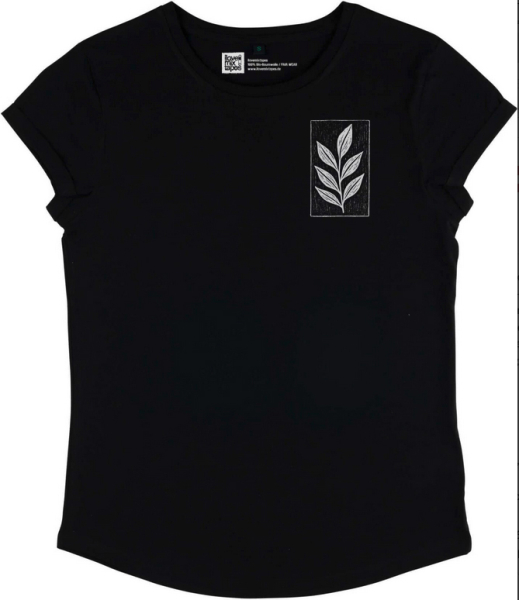 Damen Bio-T-Shirt „Der Zweig“ – nachhaltiges Fair-Fashion Shirt aus 100 % Bio-Baumwolle, handgezeichnetes Naturmotiv