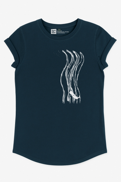 Bio Damen T-Shirt "Wellenwall" – Stone Washed Blue | Fair produziert & nachhaltig